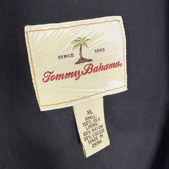 Tommy Bahama Silk Jacket Men's XL Black Button Front Long Sleeve Inner Pocket - Picture 8 of 16
